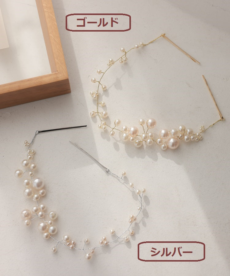 プリンセス 結婚式 パールヘッドドレス 50191