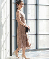 バックシャン リボン チュール刺繍レース 結婚式 パーティードレス(S,M,L,XL)50135