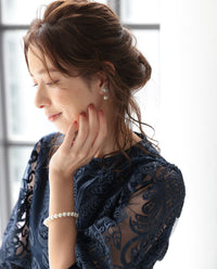 ランタンスリーブ刺繍レース  バックリボン 結婚式 パーティー タイトドレス (S,M,L,XL)50123