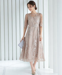総レース バックリボン 結婚式 パーティー オケージョン ドレス  (S,M,L,XL)50134