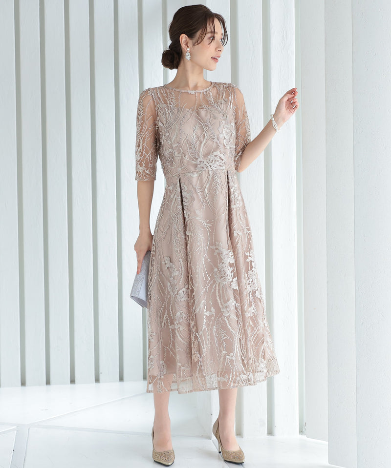 総レース バックリボン 結婚式 パーティー オケージョン ドレス  (S,M,L,XL)50134