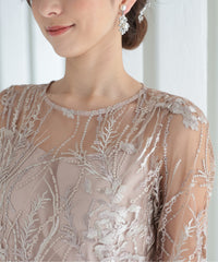 総レース バックリボン 結婚式 パーティー オケージョン ドレス  (S,M,L,XL)50134