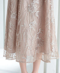 総レース バックリボン 結婚式 パーティー オケージョン ドレス  (S,M,L,XL)50134
