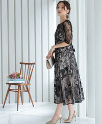 総レース バックリボン 結婚式 パーティー オケージョン ドレス  (S,M,L,XL)50134