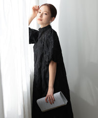 ランタンスリーブ 結婚式パーティードレス(S,M)50239