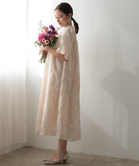 ランタンスリーブ 結婚式パーティードレス(S,M)50239