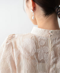 ランタンスリーブ 結婚式パーティードレス(S,M)50239