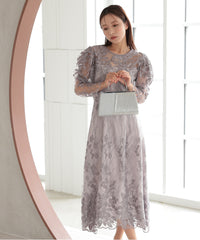 ボタニカル 刺繍レース 結婚式 パーティー オケージョン お呼ばれ ドレス(S,M)50247