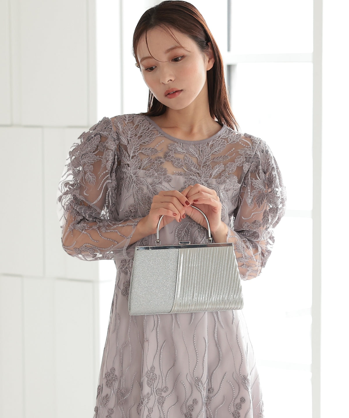 ボタニカル 刺繍レース 結婚式 パーティー オケージョン お呼ばれ ドレス(S,M)50247