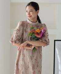 チュール刺繍 Aライン結婚式 パーティードレス50246-A