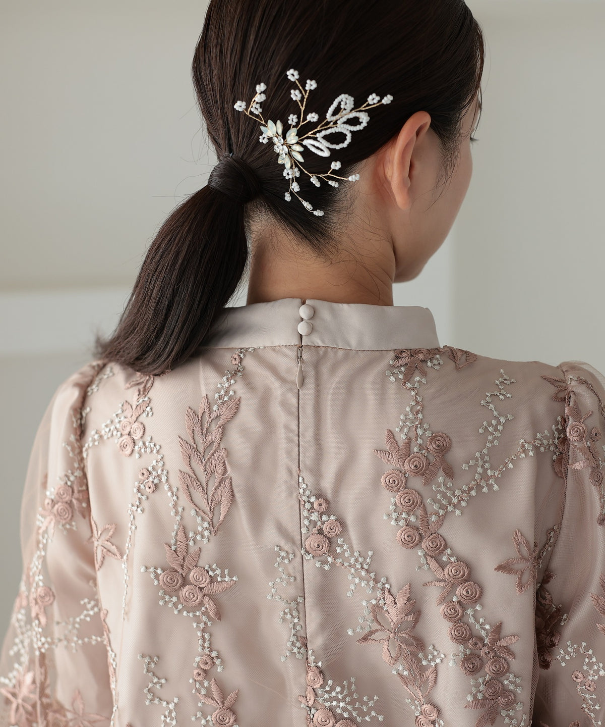 チュール刺繍 Aライン結婚式 パーティードレス50246-A