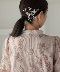 チュール刺繍 Aライン結婚式 パーティードレス50246-A