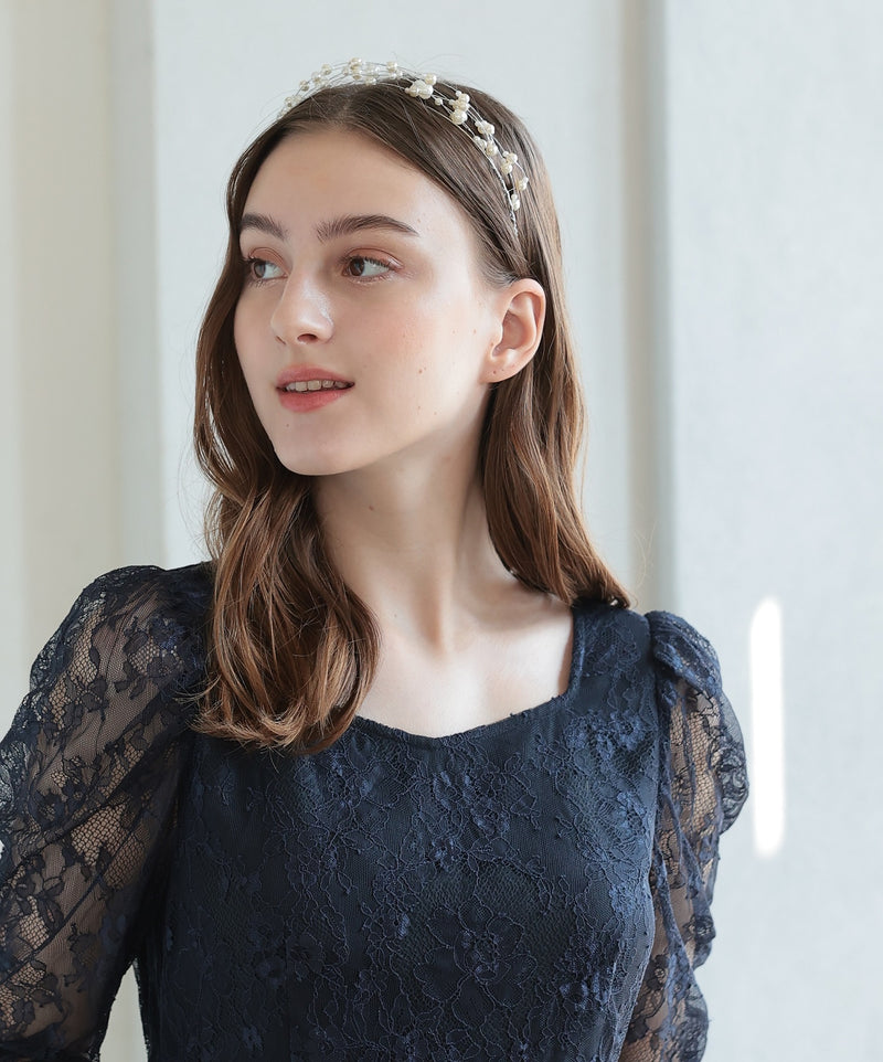 プリンセス 結婚式 パールヘッドドレス 50191