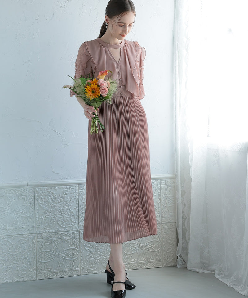 キーホールネック 結婚式 パーティードレス  50195