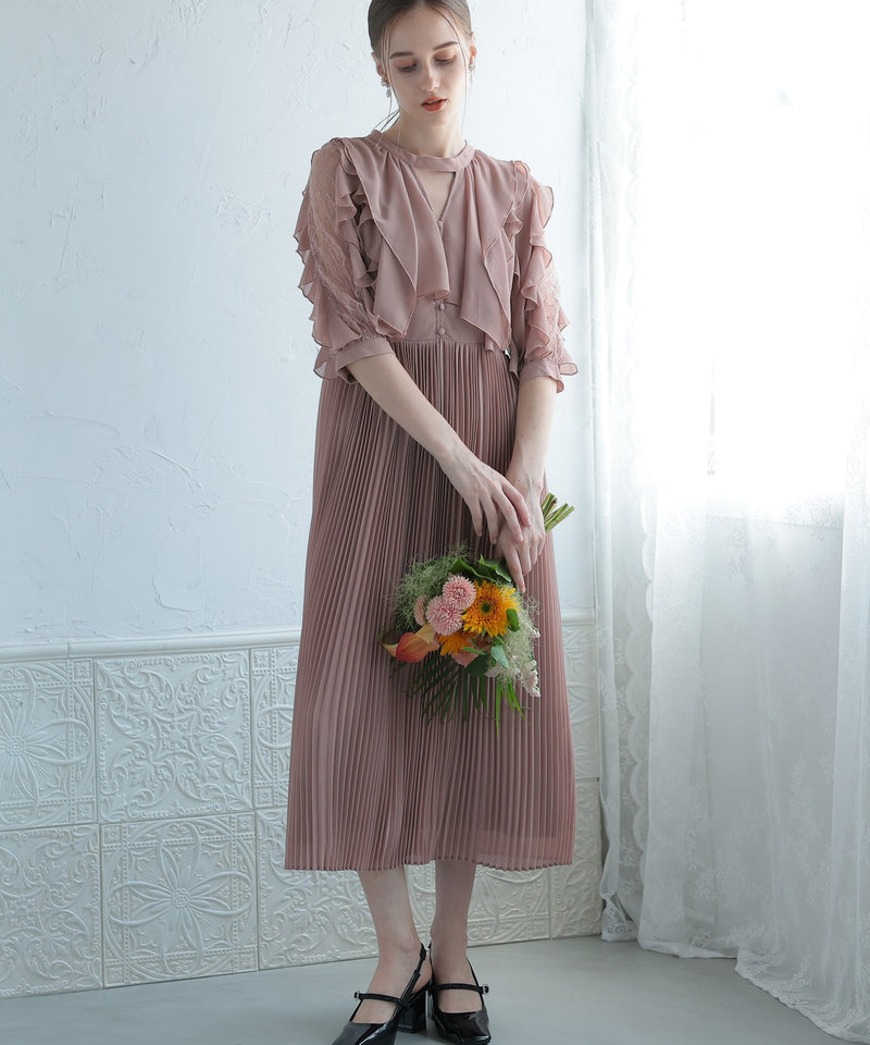 キーホールネック 結婚式 パーティードレス  50195