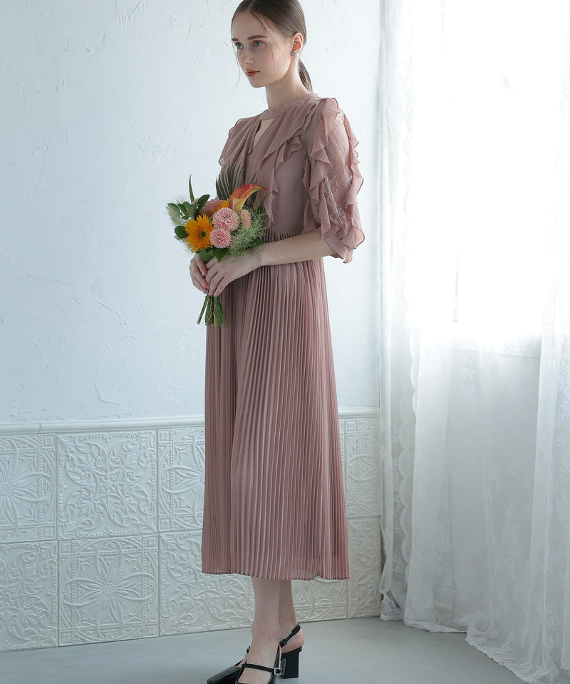 キーホールネック 結婚式 パーティードレス  50195