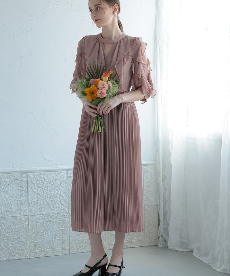 キーホールネック 結婚式 パーティードレス  50195