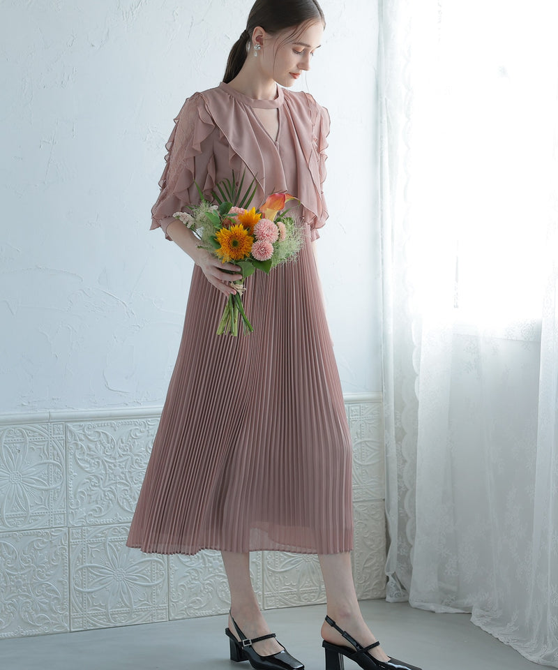 キーホールネック 結婚式 パーティードレス  50195