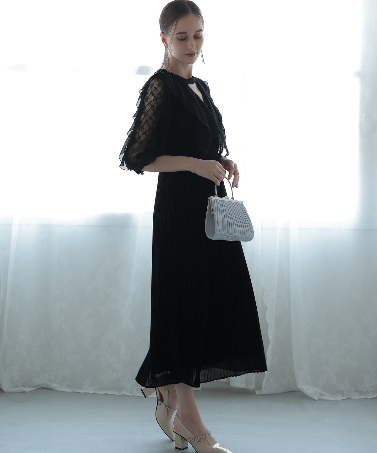 キーホールネック 結婚式 パーティードレス  50195