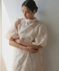 ランタンスリーブ 結婚式パーティードレス(S,M)50239