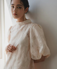 ランタンスリーブ 結婚式パーティードレス(S,M)50239