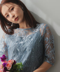 総レース バックリボン 結婚式 パーティー オケージョン ドレス  (S,M,L,XL)50134