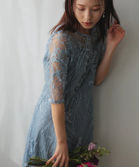 総レース バックリボン 結婚式 パーティー オケージョン ドレス  (S,M,L,XL)50134
