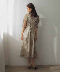 総レース バックリボン 結婚式 パーティー オケージョン ドレス  (S,M,L,XL)50134