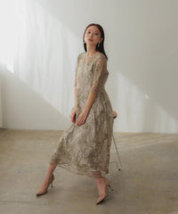 総レース バックリボン 結婚式 パーティー オケージョン ドレス  (S,M,L,XL)50134