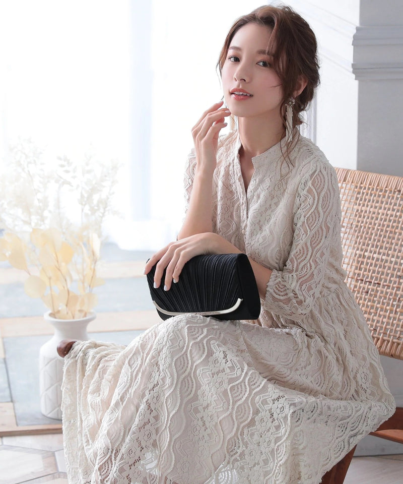 クラッチバッグ 3way U字プレート プリーツサテン 結婚式 パーティーバッグ50141