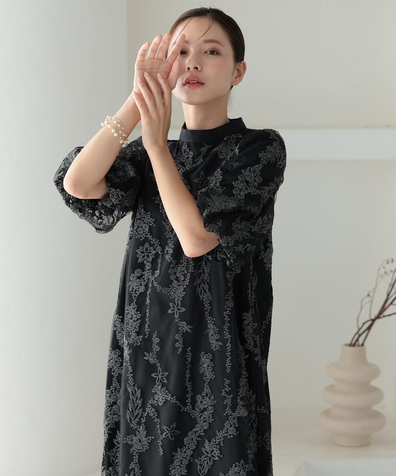 チュール刺繍 Aライン結婚式 パーティードレス50246-A