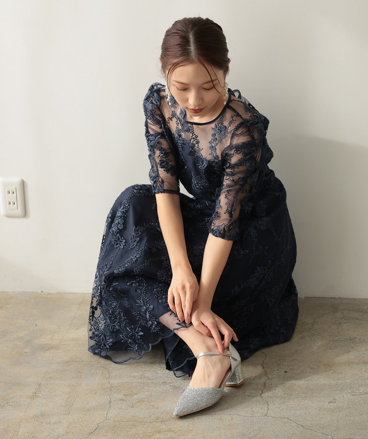 グリッターチャンキーヒール 結婚式パーティーオケージョン パンプス50248