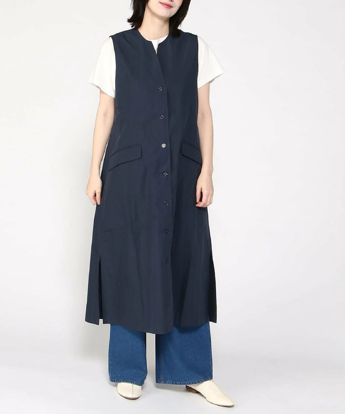 キーネック ロング ジレ80025