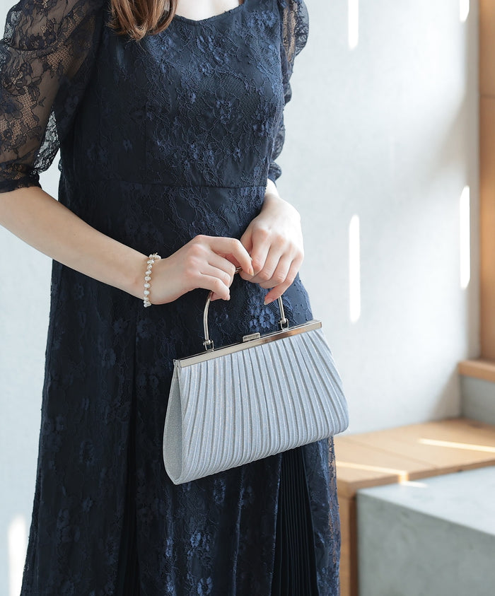 ラメプリーツ 結婚式 成人式 パーティー  ハンドバッグ 50178