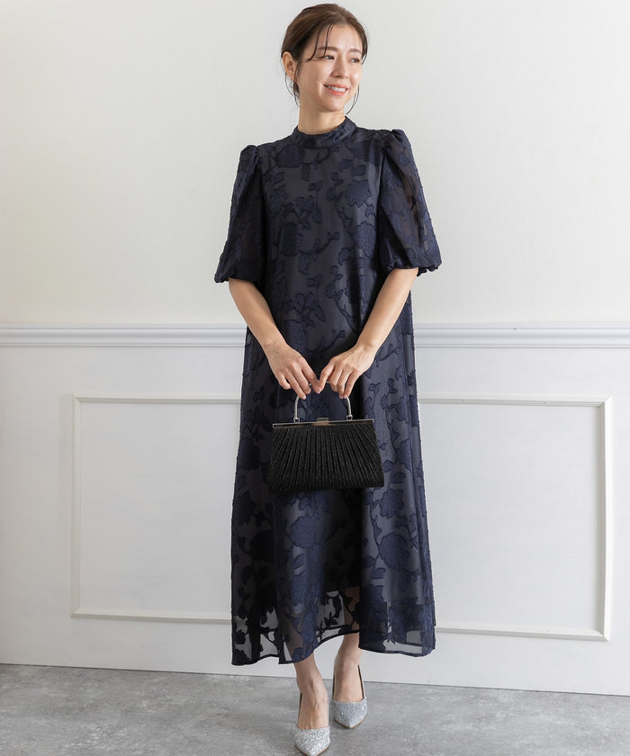 ランタンスリープＡラインボタニカル柄 結婚式 パーティー ドレス (S,M,L)11260
