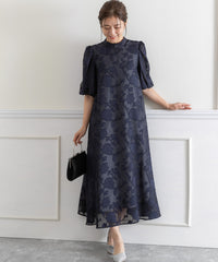 ランタンスリープＡラインボタニカル柄 結婚式 パーティー ドレス (S,M,L)11260