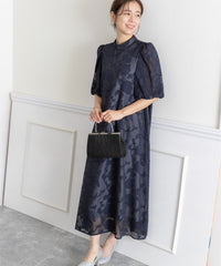 ランタンスリープＡラインボタニカル柄 結婚式 パーティー ドレス (S,M,L)11260