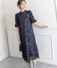 ランタンスリープＡラインボタニカル柄 結婚式 パーティー ドレス (S,M,L)11260