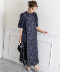 ランタンスリープＡラインボタニカル柄 結婚式 パーティー ドレス (S,M,L)11260