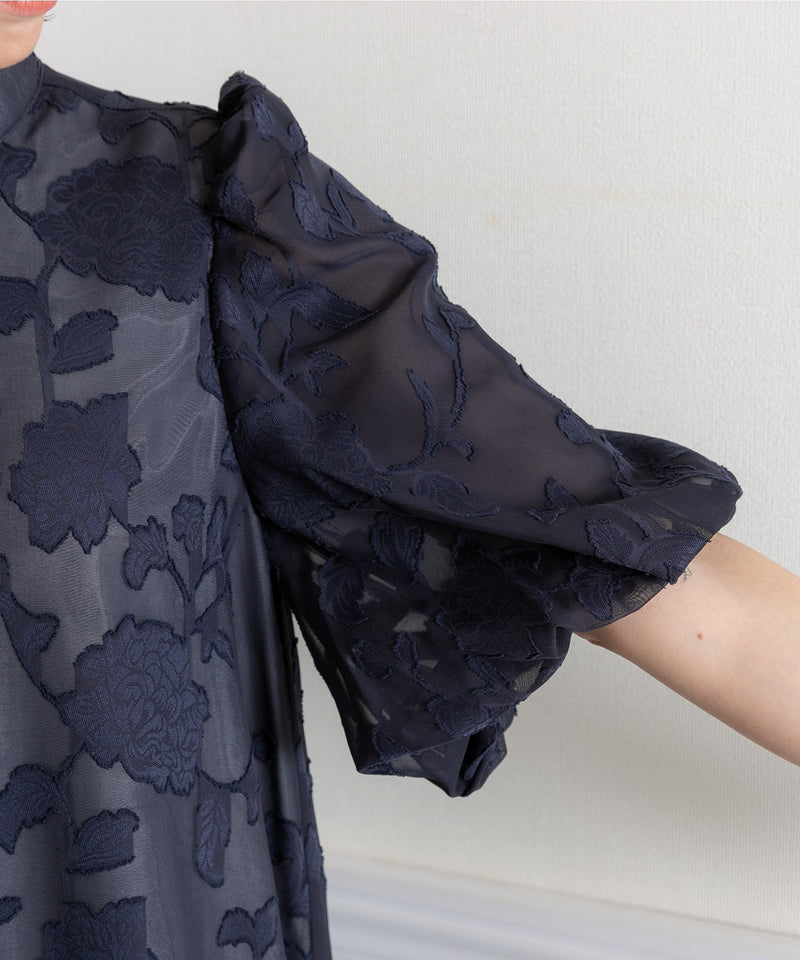 ランタンスリープＡラインボタニカル柄 結婚式 パーティー ドレス (S,M,L)11260