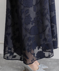 ランタンスリープＡラインボタニカル柄 結婚式 パーティー ドレス (S,M,L)11260