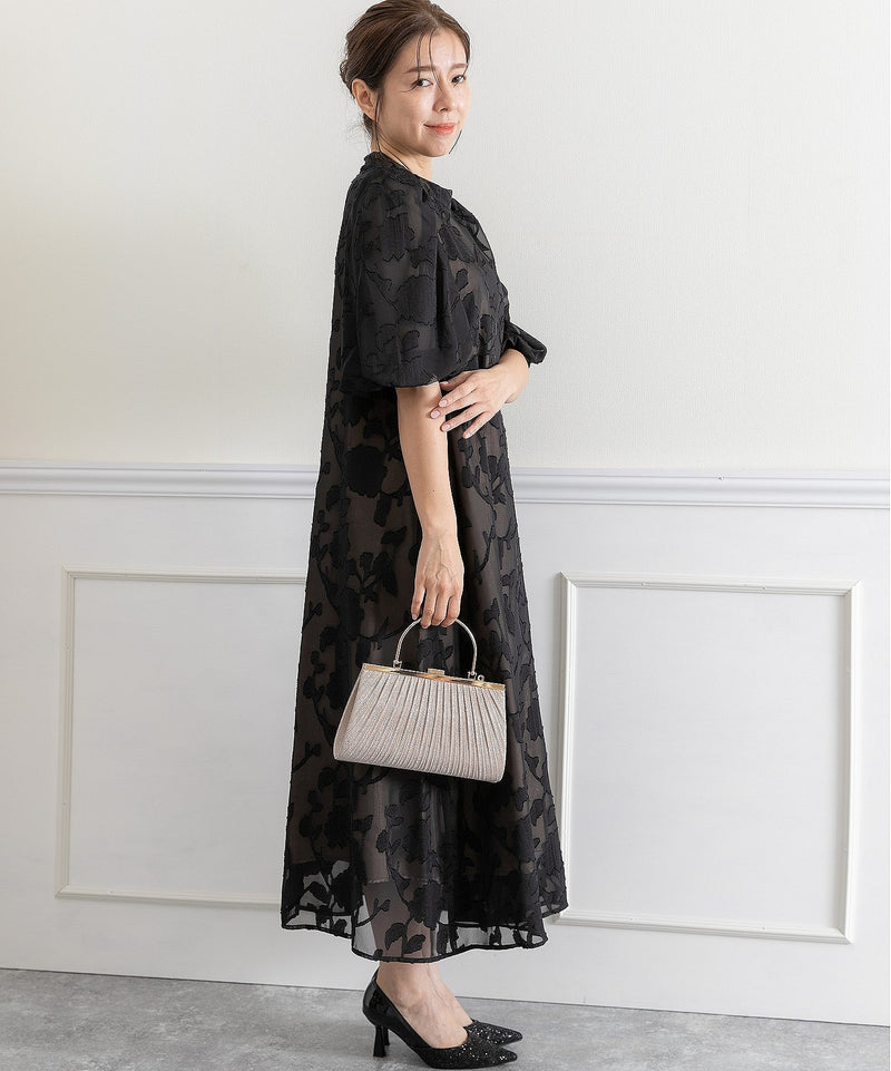 ランタンスリープＡラインボタニカル柄 結婚式 パーティー ドレス (S,M,L)11260