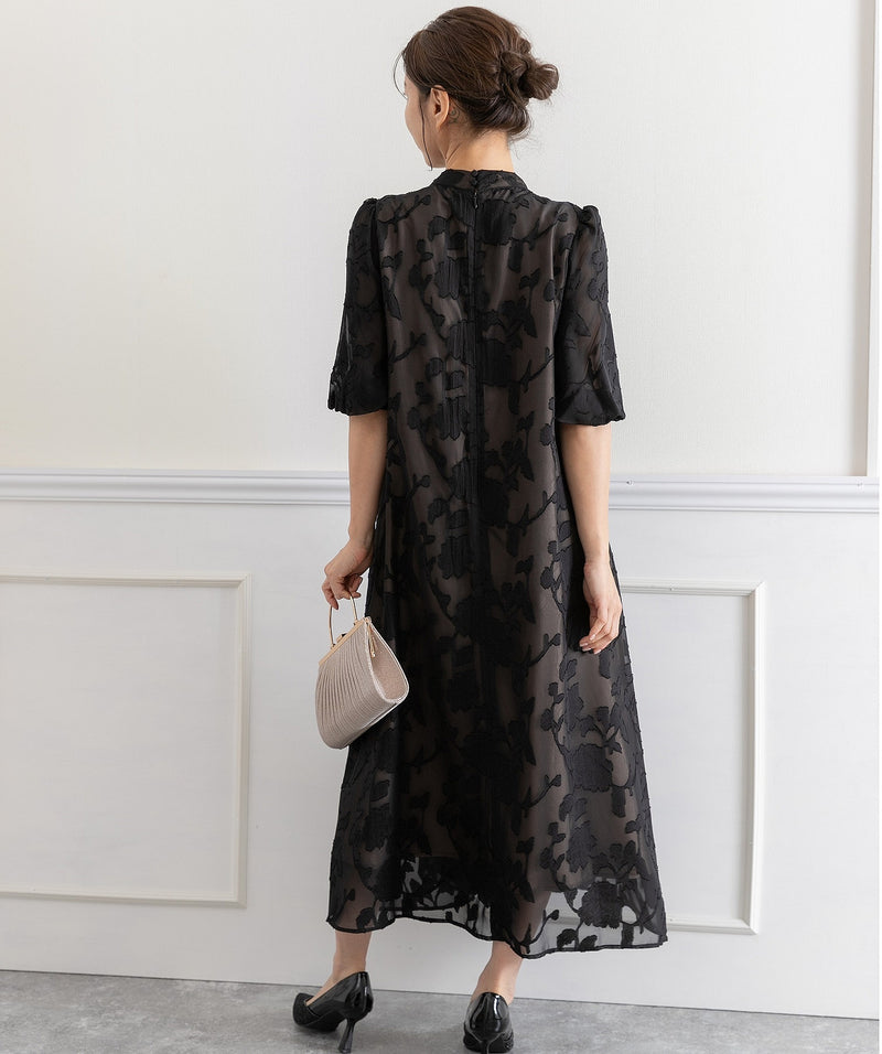 ランタンスリープＡラインボタニカル柄 結婚式 パーティー ドレス (S,M,L)11260