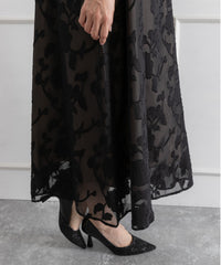 ランタンスリープＡラインボタニカル柄 結婚式 パーティー ドレス (S,M,L)11260