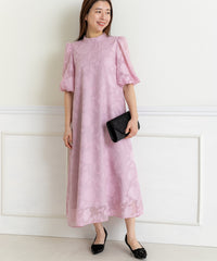 ランタンスリープＡラインボタニカル柄 結婚式 パーティー ドレス (S,M,L)11260