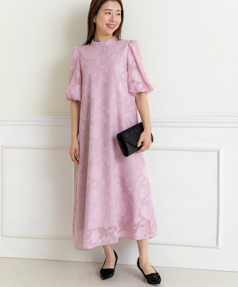 ランタンスリープＡラインボタニカル柄 結婚式 パーティー ドレス (S,M,L)11260