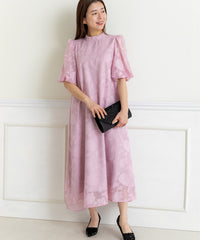 ランタンスリープＡラインボタニカル柄 結婚式 パーティー ドレス (S,M,L)11260
