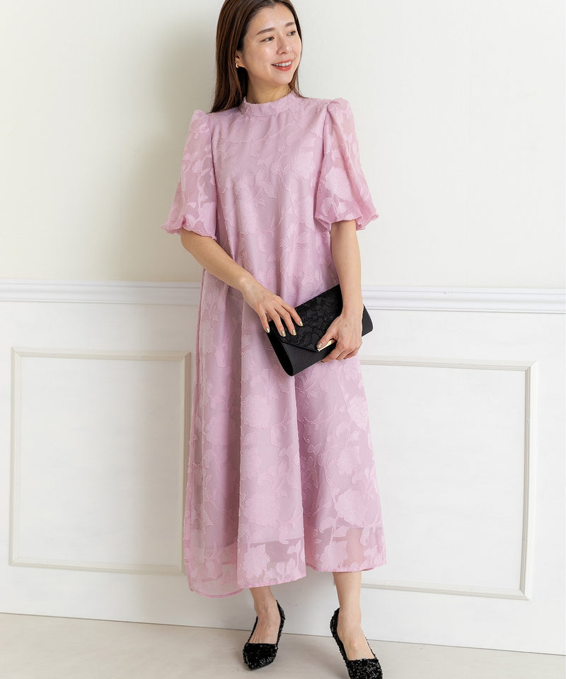 ランタンスリープＡラインボタニカル柄 結婚式 パーティー ドレス (S,M,L)11260