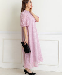 ランタンスリープＡラインボタニカル柄 結婚式 パーティー ドレス (S,M,L)11260