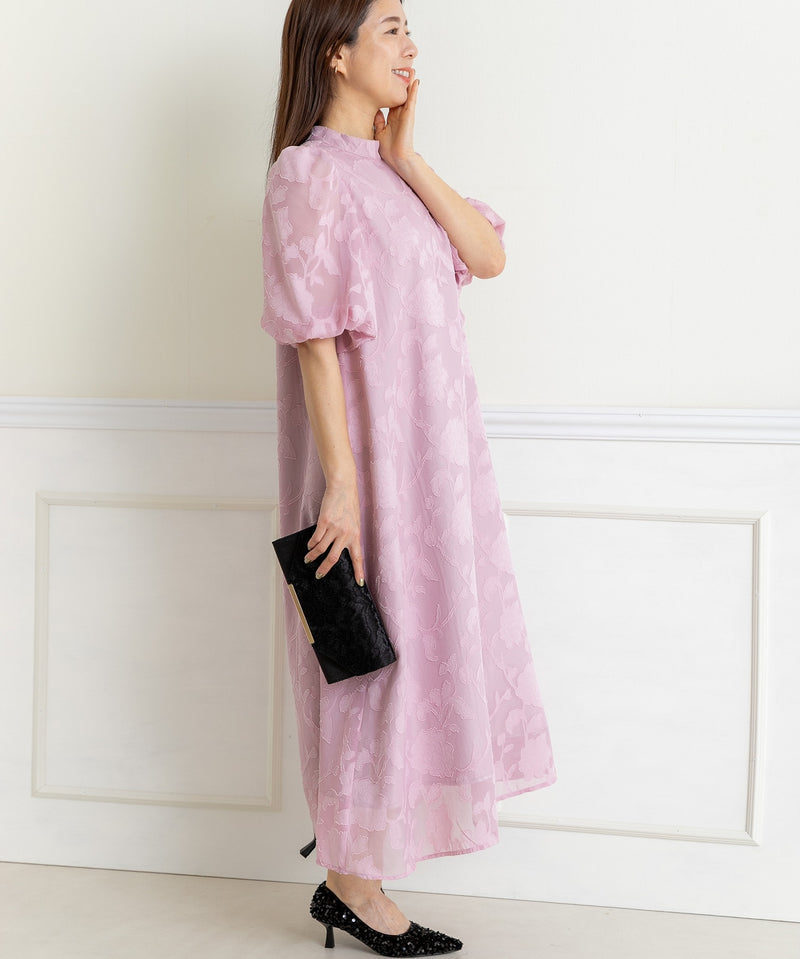 ランタンスリープＡラインボタニカル柄 結婚式 パーティー ドレス (S,M,L)11260